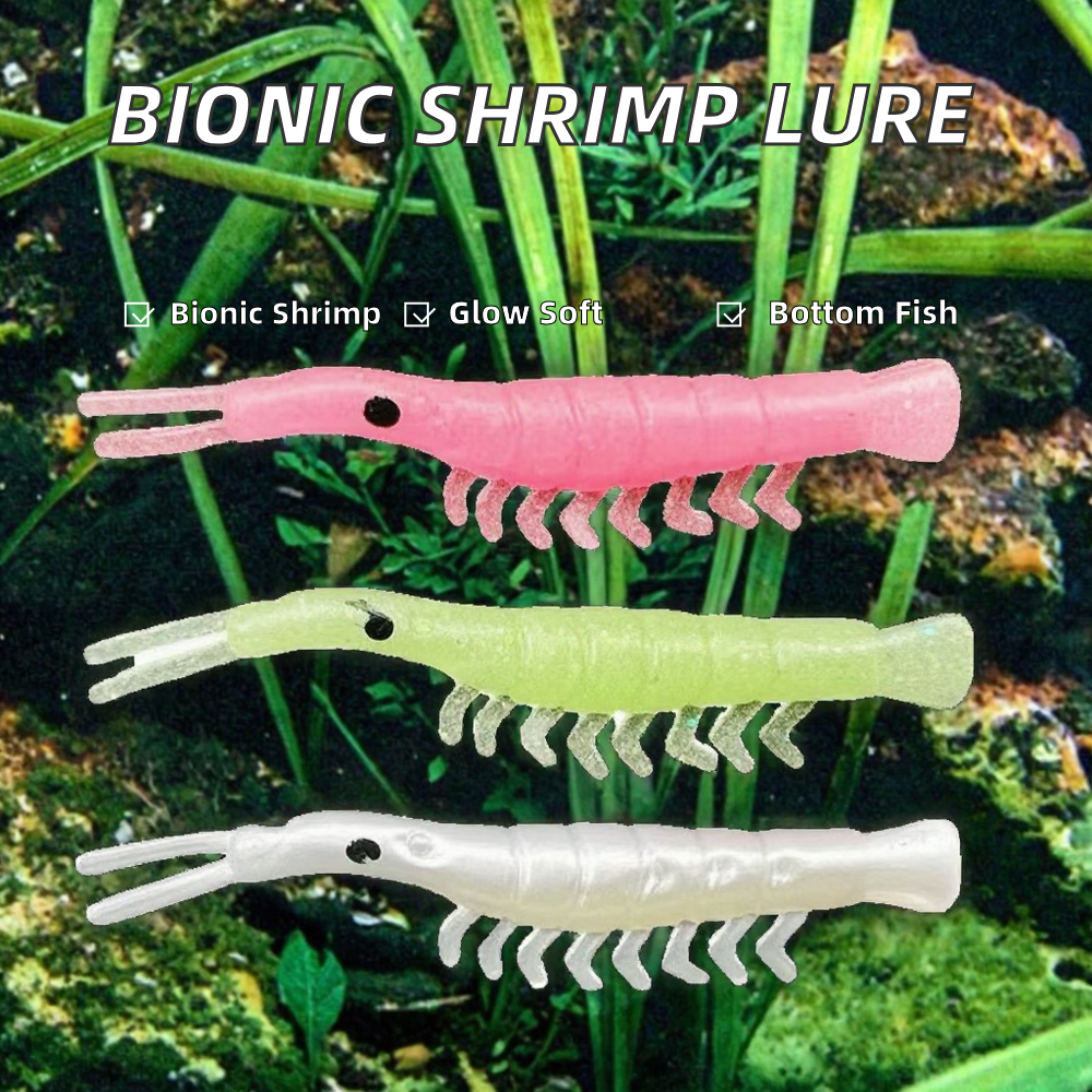 Yiteng Bionic Small Grass Shrimp Lure Luminous Silicone Artificial Soft Bait Hooks for Bass Fishing Bottom Fishing Techniques – Soft Lure – view 2