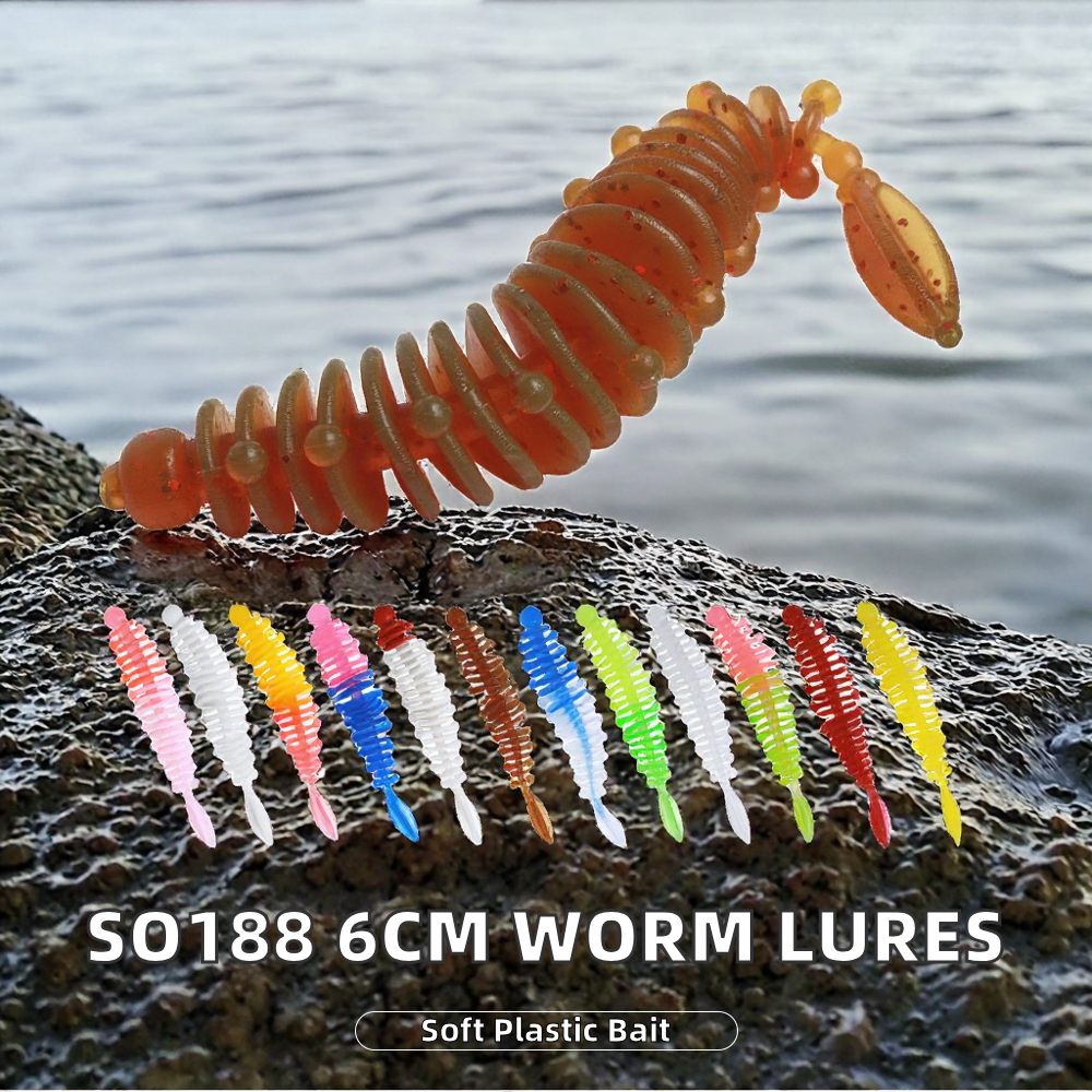 Wholesale for SO188 Printed ABS Artificial Worm Baits 6cm 1.1g 1pc/Bag for Sea Fishing Lake Stream Bottom/Top/Midwater Lures – Soft Lure – view 2