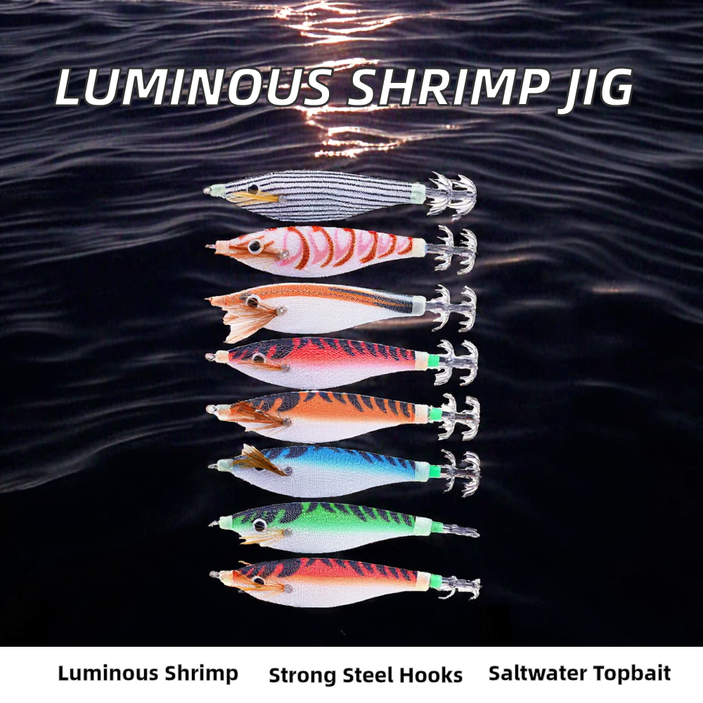 Wholesale SJ013 10cm 9.6g 3.5# Saltwater Luminous Shrimp Baits Squid Jig Fly Fishing Float Fishing Lures – Hard Lure – view 2