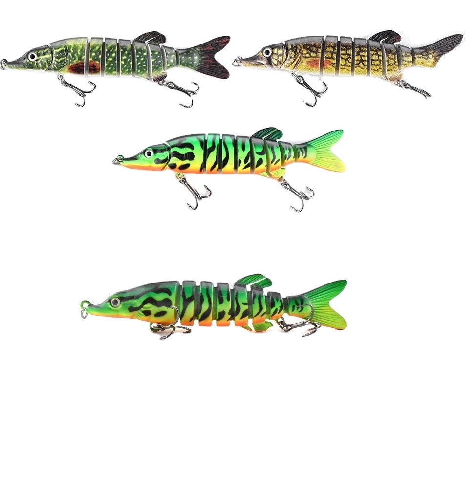 Eight Section Pike Barracuda 130mm Long-Cast Sinking Bait Lure ABS Bass Fishing Gear Hard Printed with Hooks Freshwater – Hard Lure – view 3