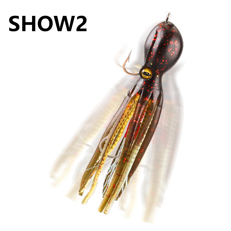 11cm 19g Octopus Soft Bait Double Hook Iron Plate Jig Plastic Sea Fishing Boat Bait for Tuna & Bass Deep Sea & River Fishing – Soft Lure – view 3