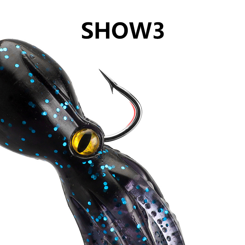 11cm 19g Octopus Soft Bait Double Hook Iron Plate Jig Plastic Sea Fishing Boat Bait for Tuna & Bass Deep Sea & River Fishing – Soft Lure – view 2