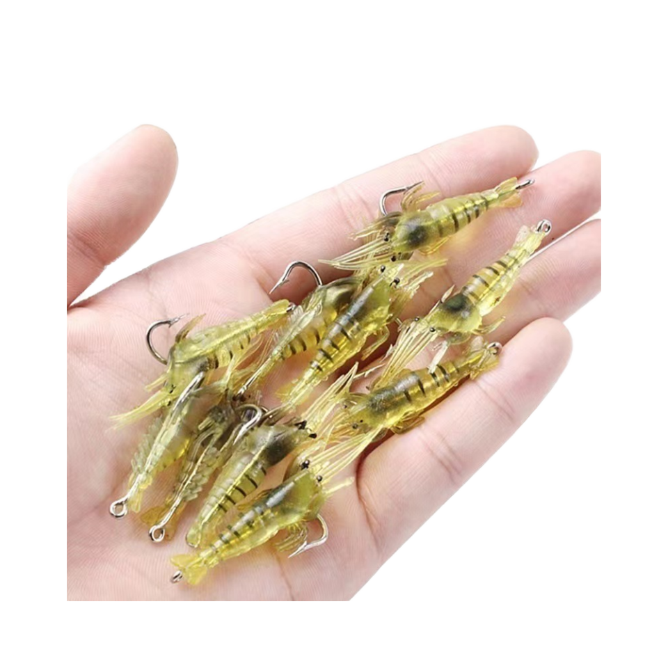 Bionic Lure Soft Bait Shrimp 40mm 1.3g Glowing Hook for Saltwater Fish Zander Pike Night Fishing – Soft Lure – view 1