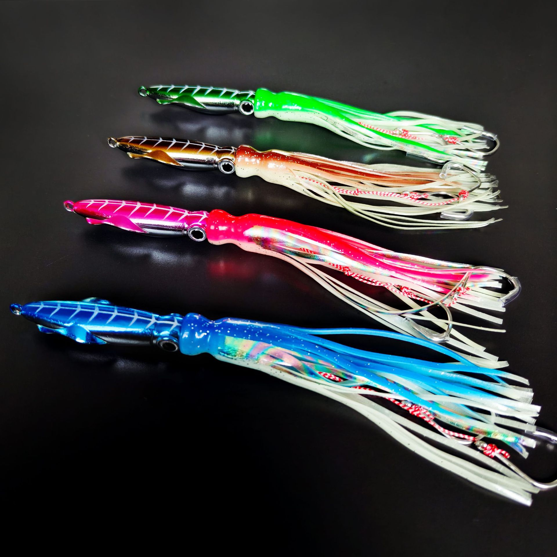 New Design Multi-Color Skirt Spider Hook 120g Lead Midwater Artificial Hard Bait Deep Sea Fishing Lure for Bass Marlin Target – Hard Lure – view 4