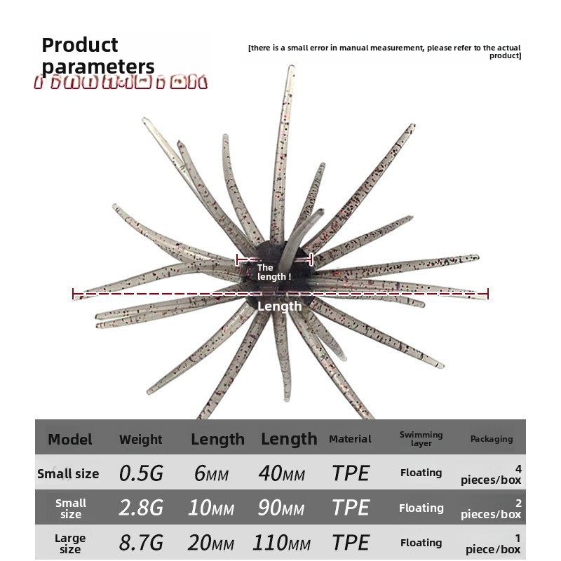 CHEERY Factory New Soft Bait Bionic Sea Urchin Stainless Steel Luya Fine Packaging Bass Mandarin Fish Black Pit Special Fake – Soft Lure – view 4