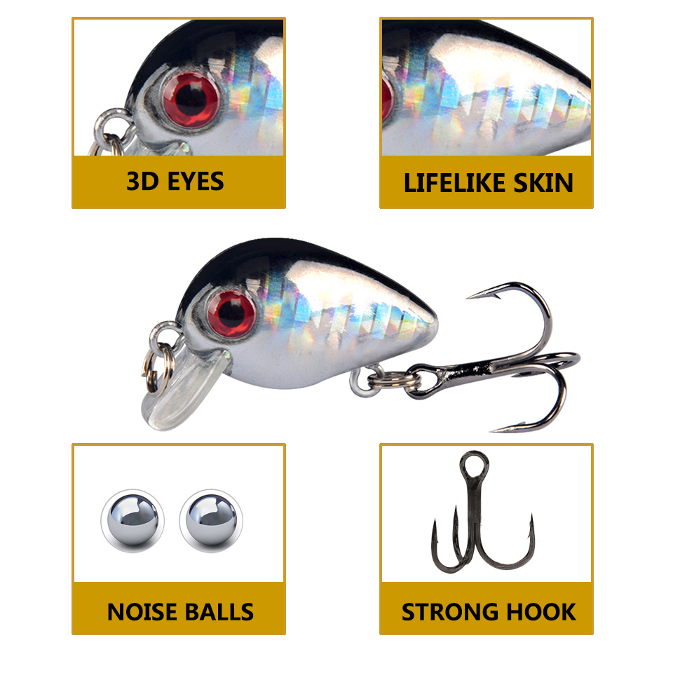 Internal Laser Minnow Lure, Bionic Hard Bait Fishing Hook, 2.6cm/2.1g, Suitable for Tilapia – Crankbait – view 3