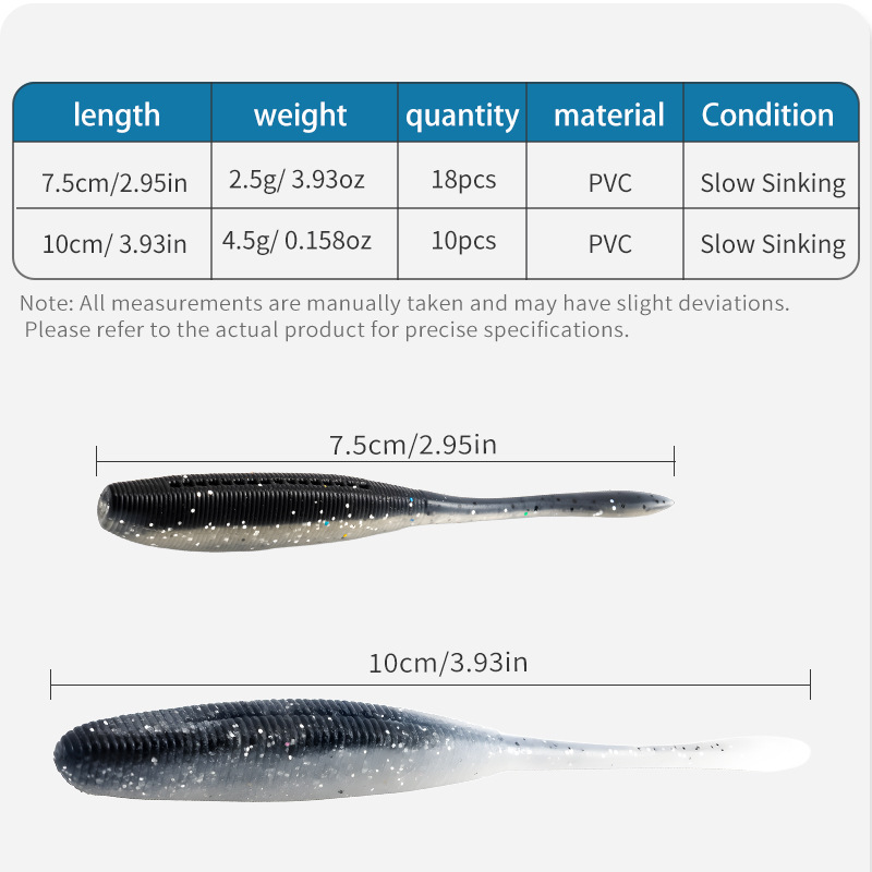 Salted High Gravity Needle Tail Worm Soft Lure, Texas Weightless Rig for Bass and Culter – Worms & Grubs – view 3