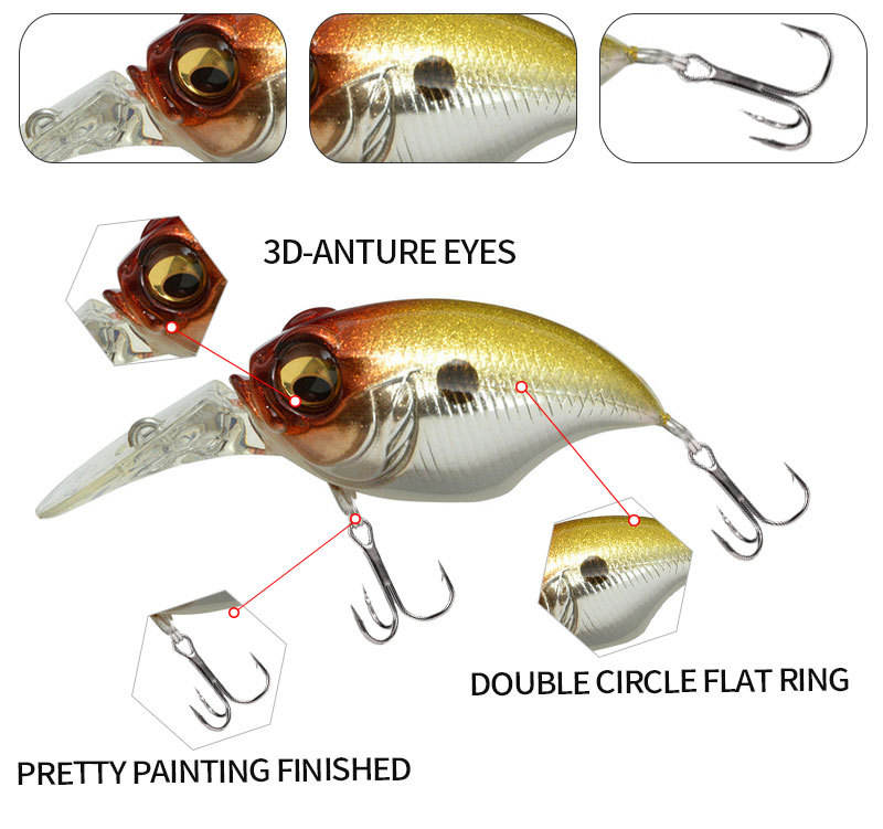 Cheery 42mm/6g Mini Crankbait Fishing Lure, Bionic Hard Bait for Freshwater Stream – Crankbait – view 2
