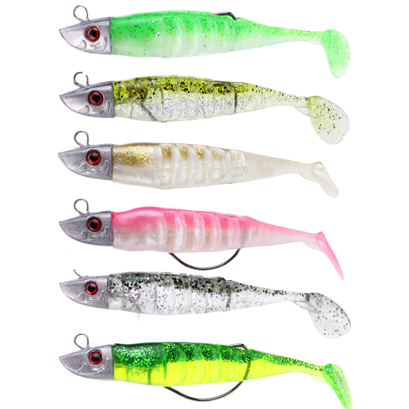 Uniker Carp Soft Shad Jig Head with Weedless Hook 15g PVC Lure Multi-Color Fish Shape for Freshwater & Saltwater Fishing – Fishing Lure – view 1