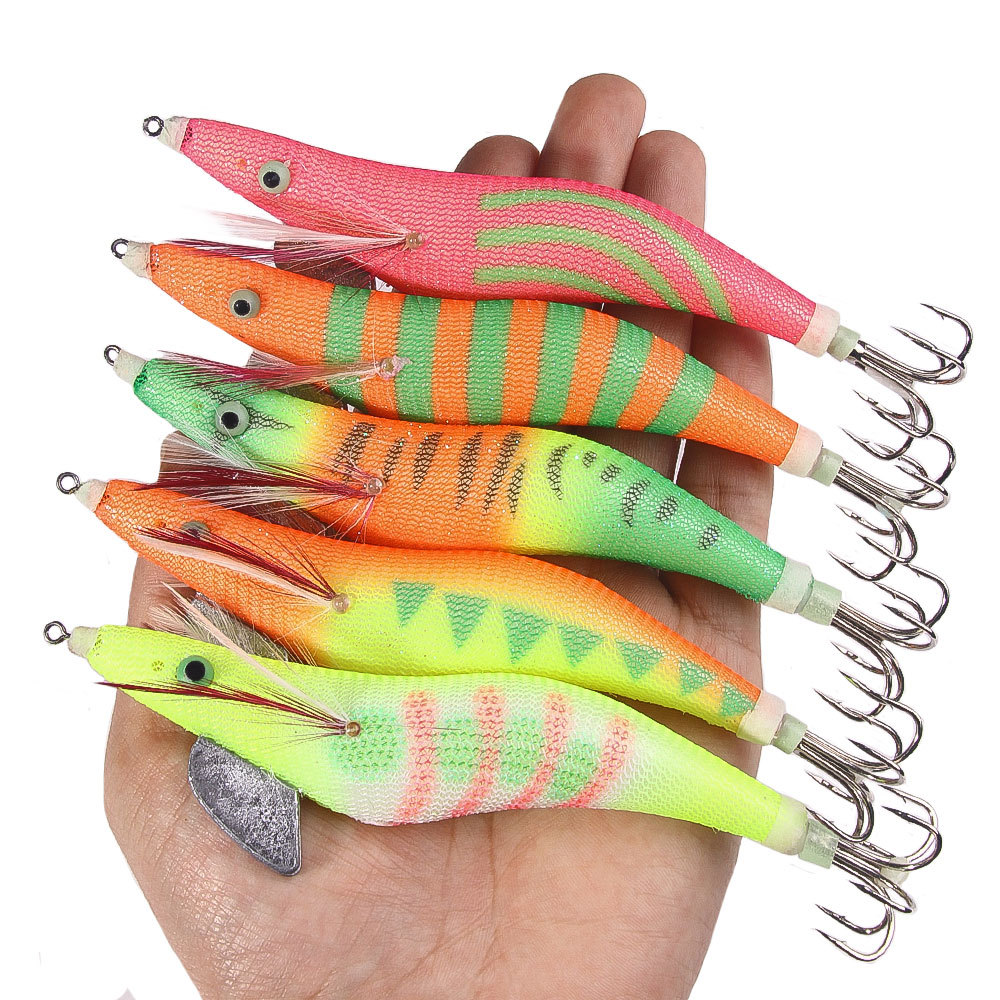 4.0# PVC Squid Jig Lure Kit with Glow & Luminous Features for River Lake Saltwater Fishing Fluorescent Shrimp Cuttlefish Designs – Hard Lure – view 4