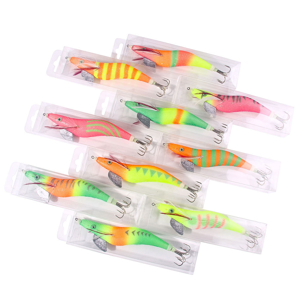 4.0# PVC Squid Jig Lure Kit with Glow & Luminous Features for River Lake Saltwater Fishing Fluorescent Shrimp Cuttlefish Designs – Hard Lure – view 3