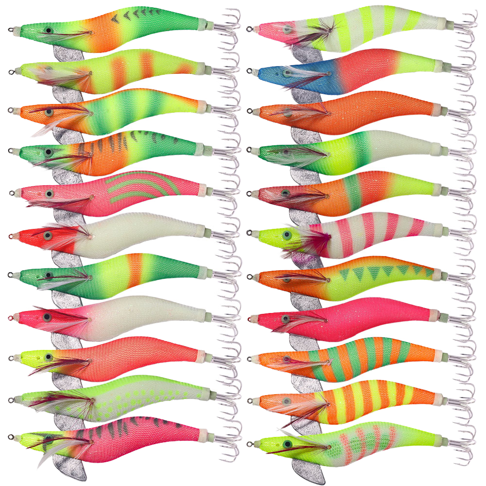 4.0# PVC Squid Jig Lure Kit with Glow & Luminous Features for River Lake Saltwater Fishing Fluorescent Shrimp Cuttlefish Designs – Hard Lure – view 1