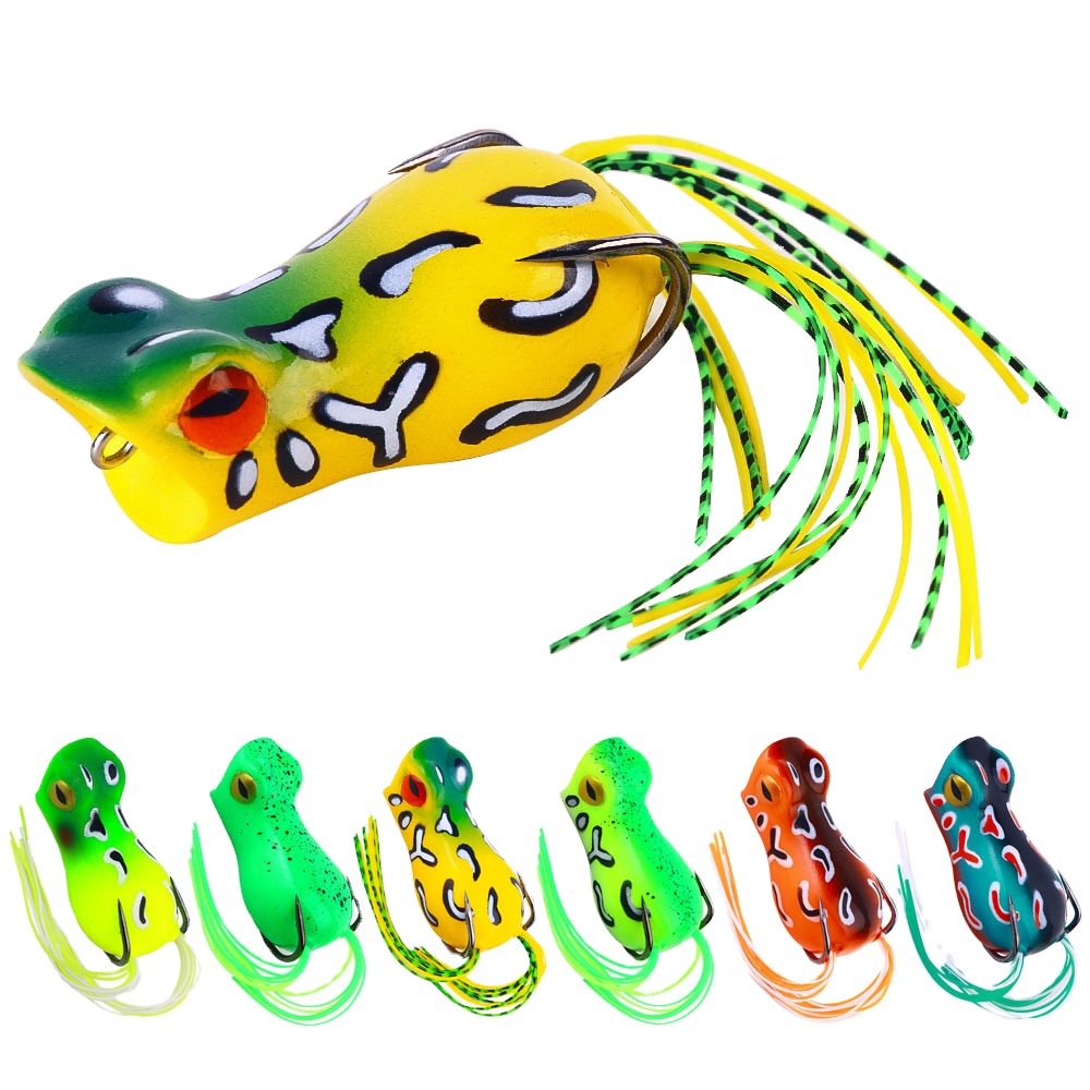For FO022 5cm 11.4g Artificial Soft ABS Top Water Frog Lure with Long Skirt Tail for Saltwater Fishing – Frog – view 1