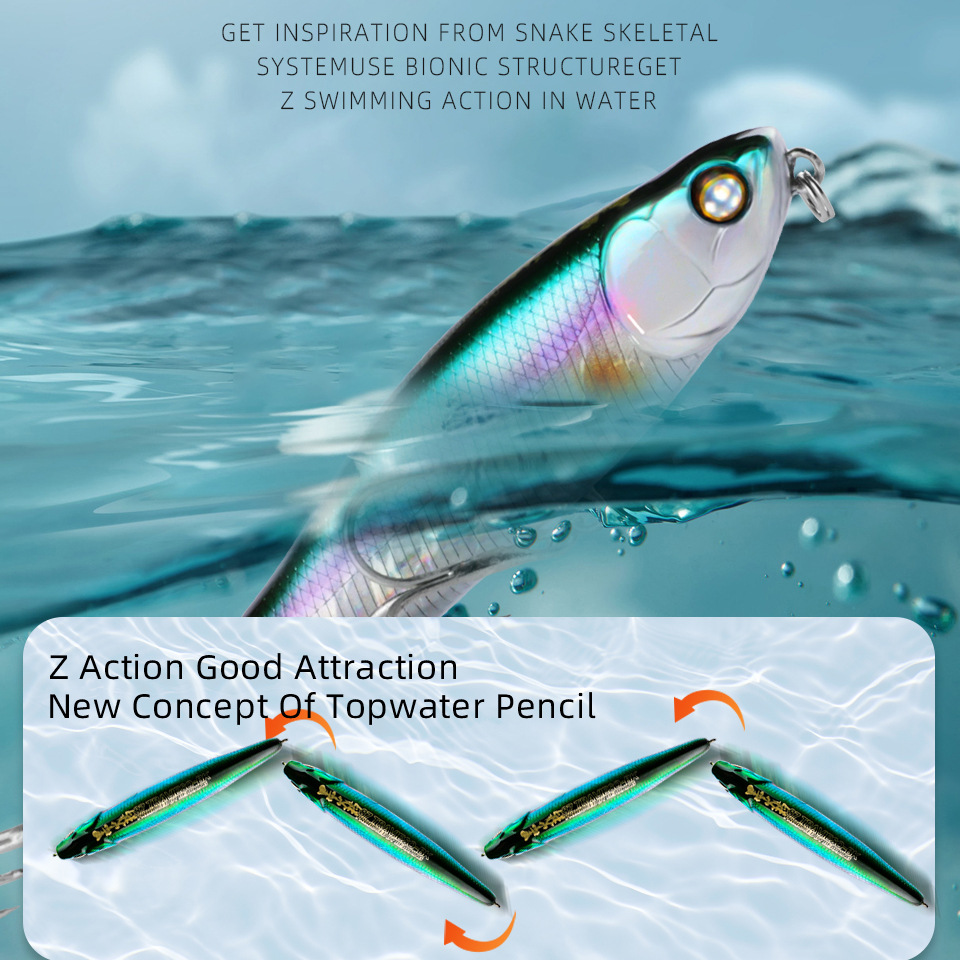 Pencil Fishing Lure, 87mm/100mm Floating Lure Micro Lure with Reinforced Treble Hooks for Topmouth Culter Bass – Pencil – view 4