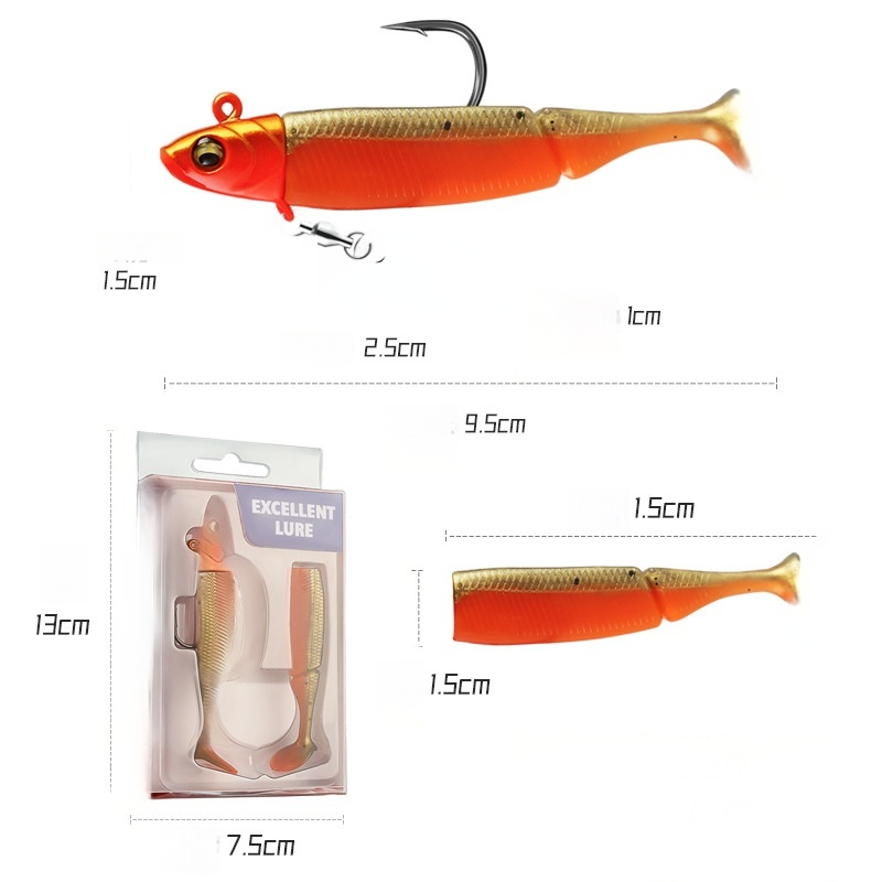 Wholesale T-Tail Lead Fish Lure Boxed, 9.5cm 20g Long Cast Glow-in-the-Dark Fishing Lure, JIG Lead Head T-Tail Soft Bait – Soft Lure – view 3