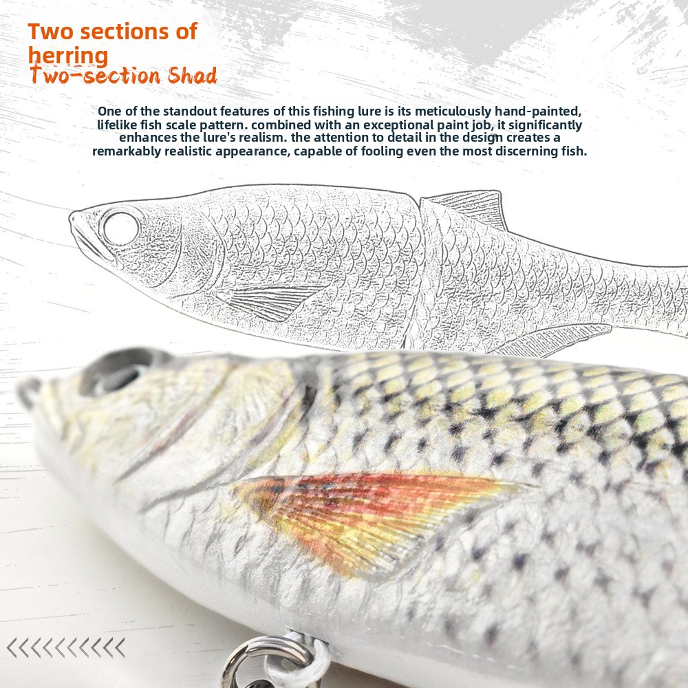 Sea Fishing Saltwater Fish Lifelike 3D Carved Fish Scales Surface Simulation Bionic Artificial Hard Bait Lure Brown Plastic Tail – Hard Lure – view 4