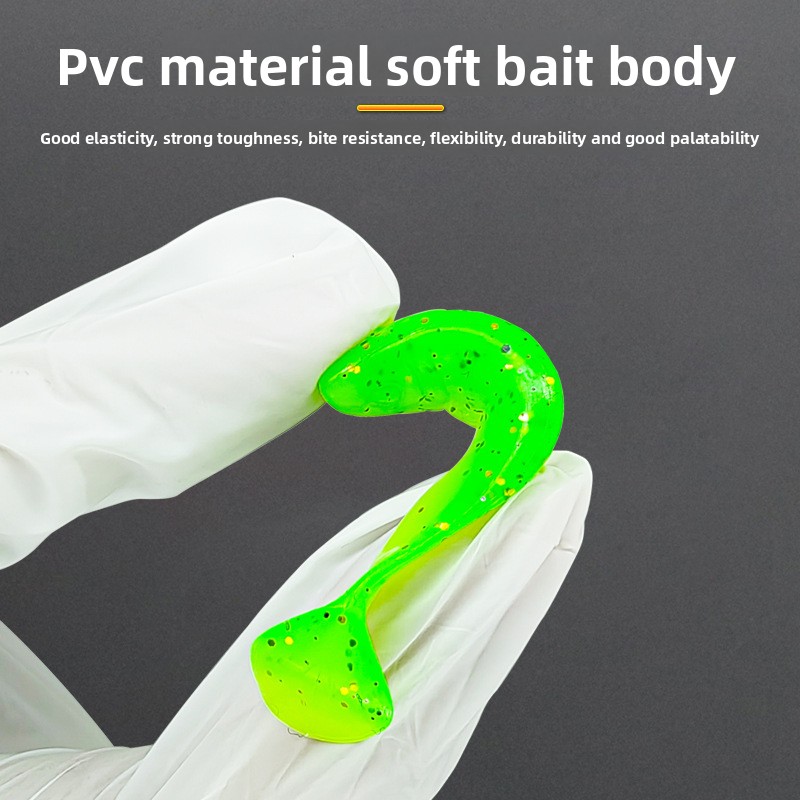 3D Small Fat Fish Root Fishing Two-color Luya Soft Bait T-tail Inverted Lead Hook Soft Worm Fishing Bait for Freshwater Fish 12 – Soft Lure – view 3