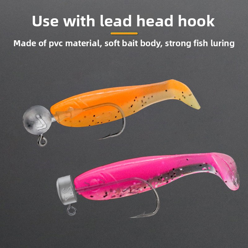 3D Small Fat Fish Root Fishing Two-color Luya Soft Bait T-tail Inverted Lead Hook Soft Worm Fishing Bait for Freshwater Fish 12 – Soft Lure – view 4