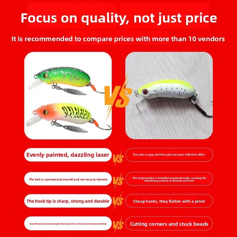 Crankbait Spinner Spoon Lure, Single Hook Minnow Freshwater Artificial Bait for Mandarin Fish & Jungle Perch – Crankbait – view 4