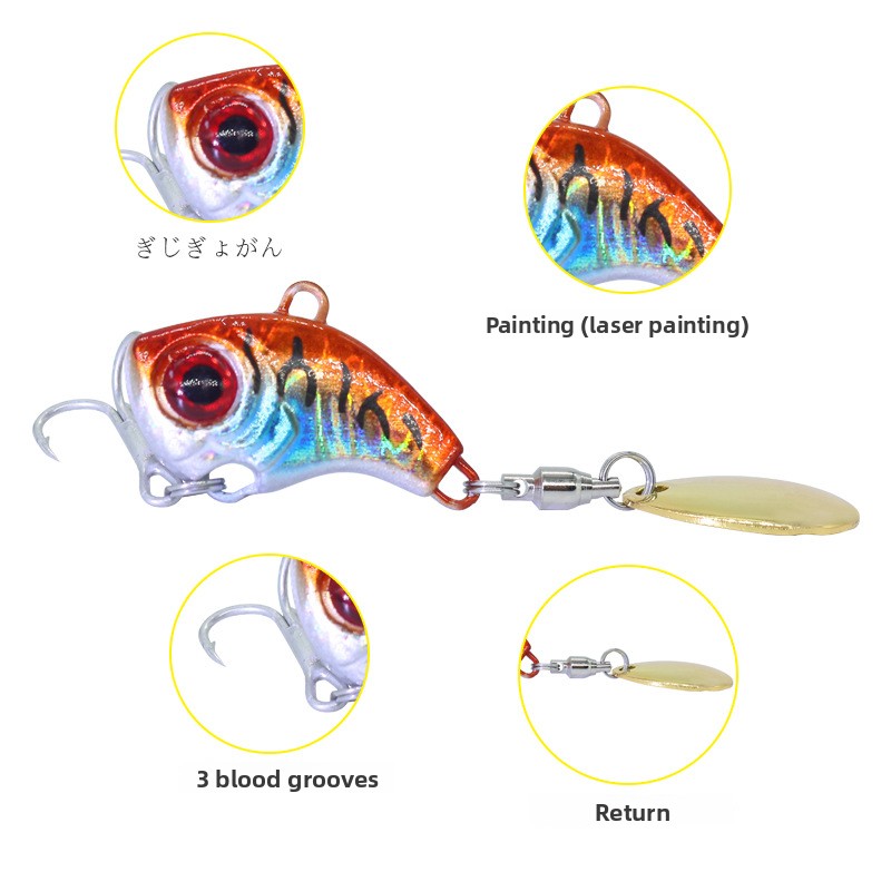 Metal Small Whirlwind Vib Sequins Luya Artificial Hard Bait Rotating Super Long-distance Sea Fishing Freshwater Sea Bass – Hard Lure – view 1