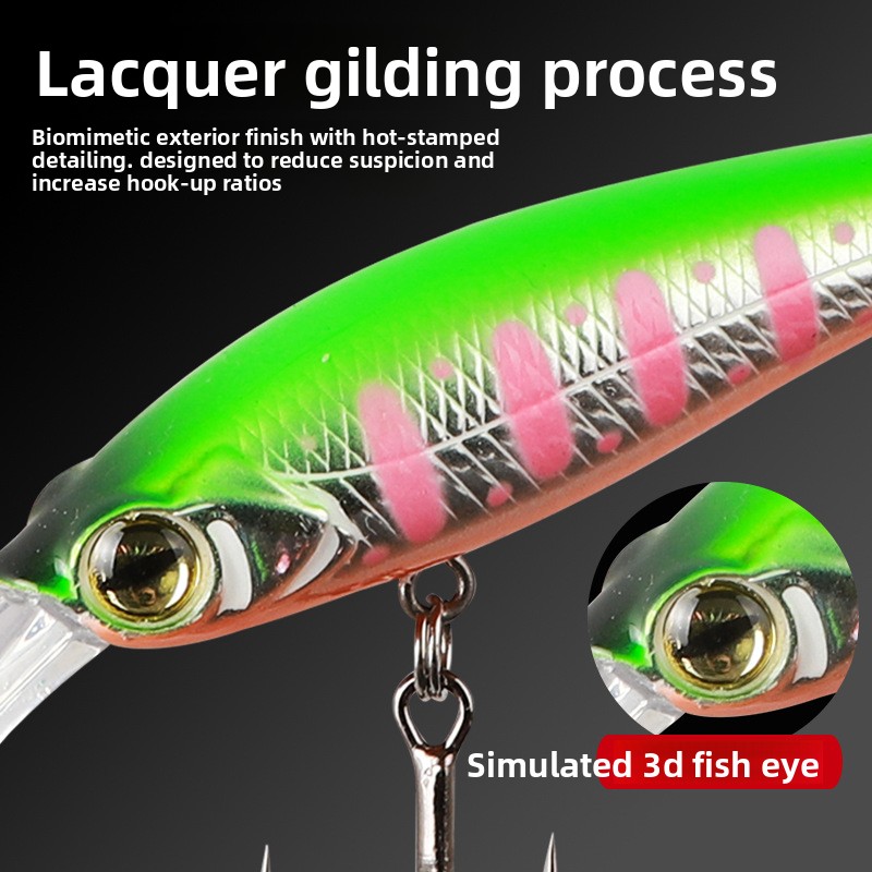 Stainless Steel Long Tongue Mino Live Bait for Bass-Deep Diving Floating Scuba Mandarin Fish Road Fake Bait Long Throw – Minnow – view 2