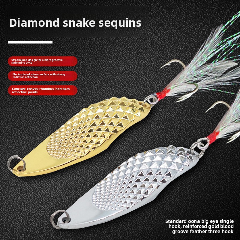 Horse Mouth Sequins Lure Fake Bait Leech Beak Bass Black Fish Reinforced Spoon Single Hook Zinc Alloy Lure Minnow Artificial – Spoon & Spinner – view 3