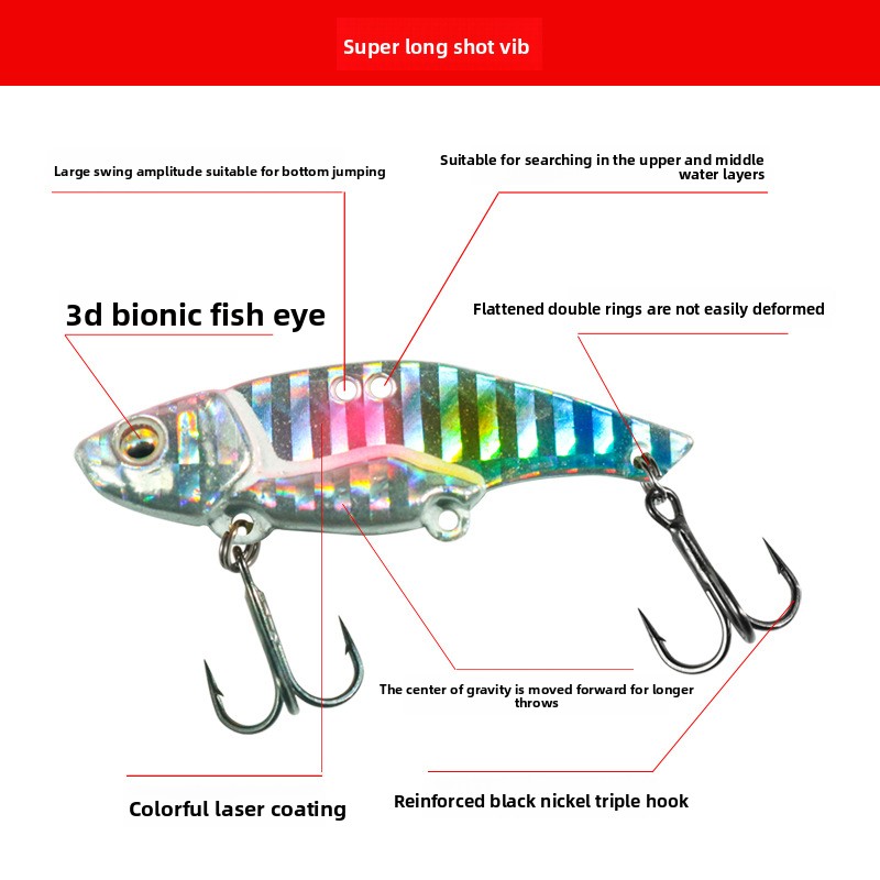 VIB Luya Lead-coated Copper Artificial Hard Bait for Bass with Hooks Sequin Design Universal Use – Hard Lure – view 3
