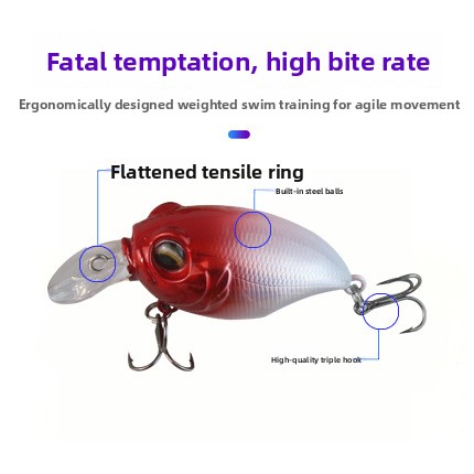 Luya Rock Little Fat Mino Floating ABS Artificial Hard Bait Perch Bow False Bait with Hooks – Hard Lure – view 2