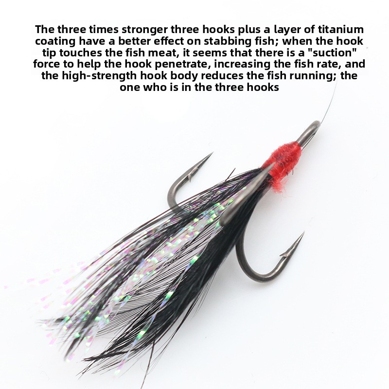 Treble Hooks, 3X Reinforced Titanium Teflon Coated Fishing Hooks, Pre-Tied Black Gold Steel Treble Hooks Wholesale – Fishhook – view 3