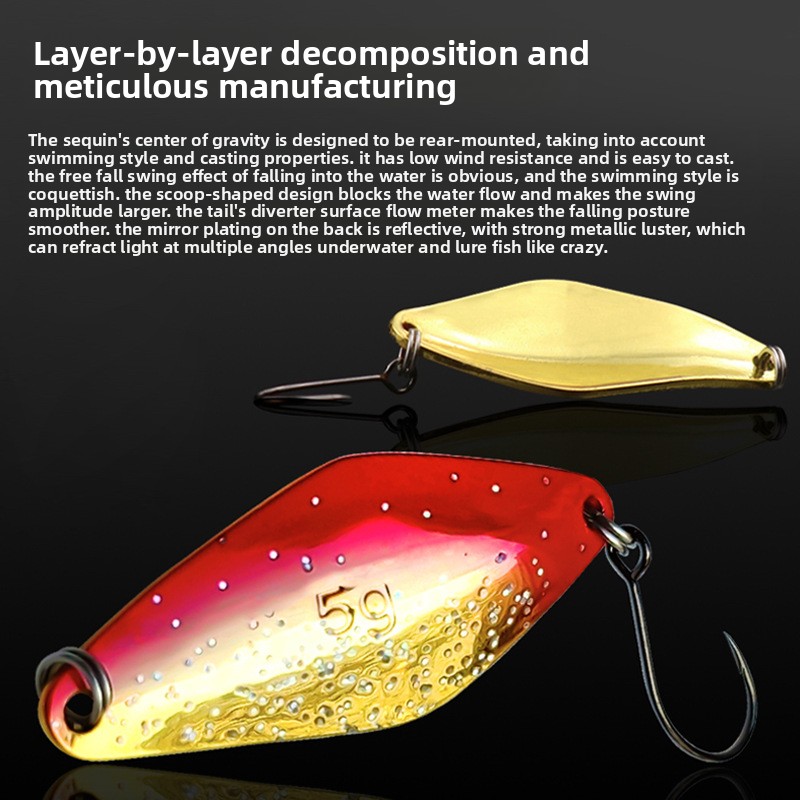 Pure Copper Color Horse Mouth Sequins DUO Submerged Luya Iron Plate Bait Artificial Hard Bait Perch Bass Bare White Striped – Hard Lure – view 5