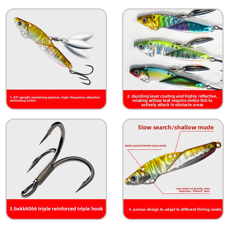 Hammaz Cheetah Iron Plate Lead-coated Copper Far-cast Artificial Hard Bait Hooks Tremor Rotating Sequins Cushion Bass Luya Bait – Hard Lure – view 3