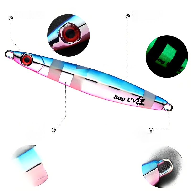 UV Flash Electroplated Glow-in-the-Dark Metal Jig, Shore Cast Slow Pitch Lure, Long Cast Fall Jig for Boat Fishing Mackerel – Fishing Lure – view 2