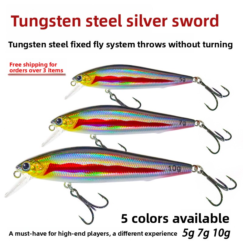 Lexin High Specific Gravity Tungsten Steel Silver Large Knife Slow Submerged Minnow Dead Flying Fish Artificial Hard Bait – Hard Lure – view 2