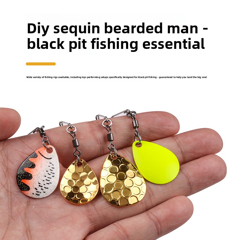 Iron Black Pit Sequins Color Rotary DIY Bait Beard Guy Accessories Luya Fishing Spinner Bait Group Wholesale – Fishing Lure – view 4