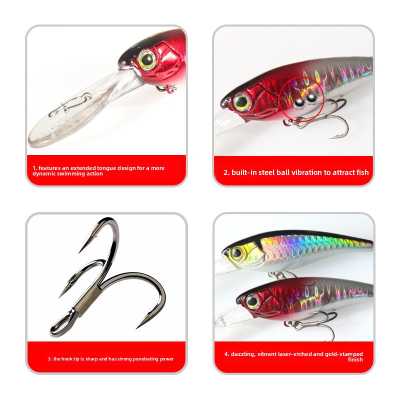 ABS 6g/10g Artificial Hard Bait Pumping Stop Bait Long Tongue Mino Hover Mino Hooks Mandarin Fish Perch Wild Fishing – Hard Lure – view 3