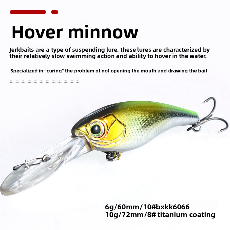 ABS 6g/10g Artificial Hard Bait Pumping Stop Bait Long Tongue Mino Hover Mino Hooks Mandarin Fish Perch Wild Fishing – Hard Lure – view 4