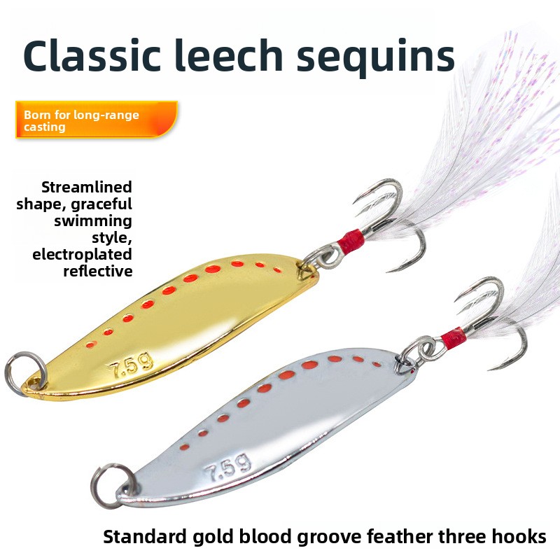 New Leech Sequins Long-Distance Lure Zinc Alloy Artificial Hard Bait for Bass with Hooks – Spoon & Spinner – view 4