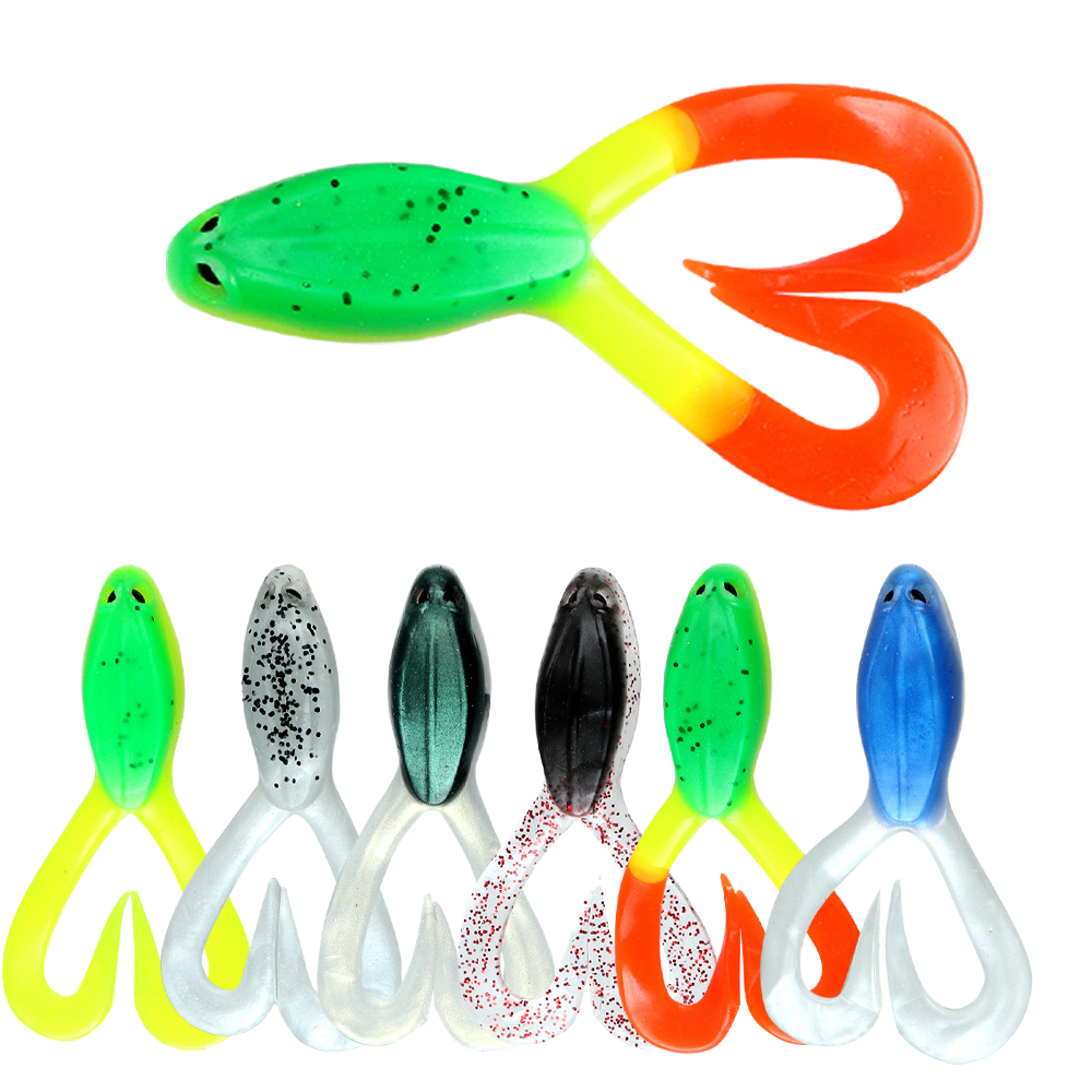 Floating Double-Tail Soft Frog Lure, 11cm 16g Soft Worm Lure, Bass Fishing Kit for Black Pit, Foreign Trade in Stock – Hard Lure – view 1