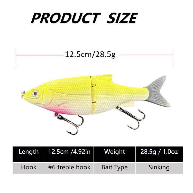 Hengjie Luya for Hot Selling Stainless Steel Artificial Hard Bait for Sea Bass 125cm/285g Multi-section Simulation Fishing Lure – Hard Lure – view 2