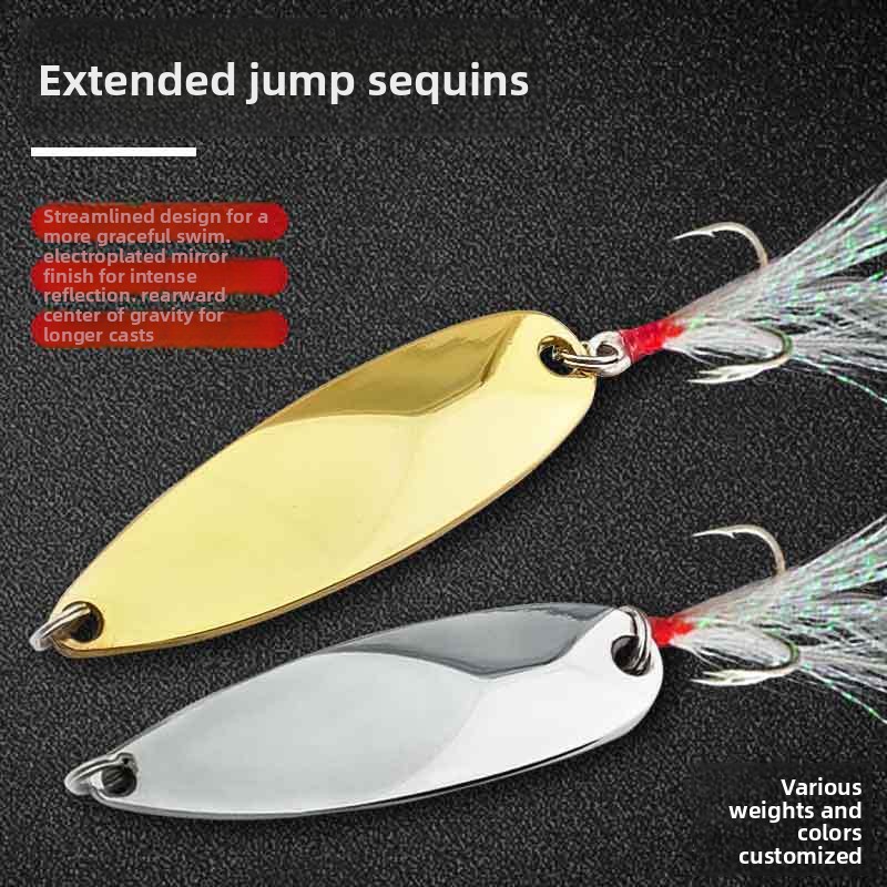 Lengthen Jumping Lure Mouth Sequin Zinc Alloy Fresh Water Coil-up Skill Super Long-distance Fishing Bait Hooks for Fish – Spoon & Spinner – view 3