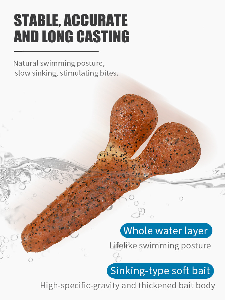 Custom Lure Soft Bait Slow Sinking Potato Bionic Bait Soft Worm Perch Stainless Steel Without Hooks Cross-border Wholesale – Soft Lure – view 4