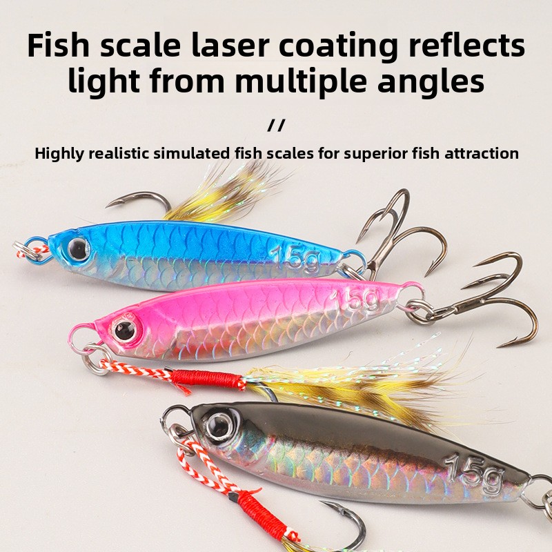 Custom Scale Falling ABS Plate Lure Bait Set Far-cast Fish Scale Pattern Sequin Artificial Hard Bait Hooks for Freshwater Sea – Metal Lure – view 2