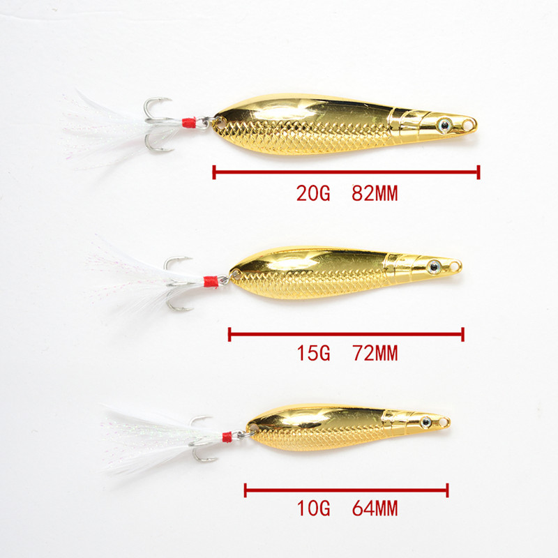 Metal Spoon Lure with Blood Groove Feather Treble Hook, Freshwater Artificial Bait for Minnow, Bass and Topmouth Culter – Spoon & Spinner – view 3