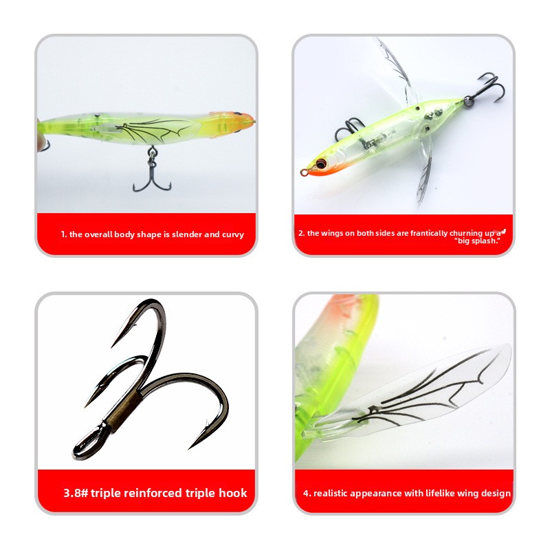 Custom Surface Tractor Dragonfly Fishing Bait Floating Swing Popper Hard Bait Lure Insect Fishing Gear Stainless Steel Perch – Pencil – view 4
