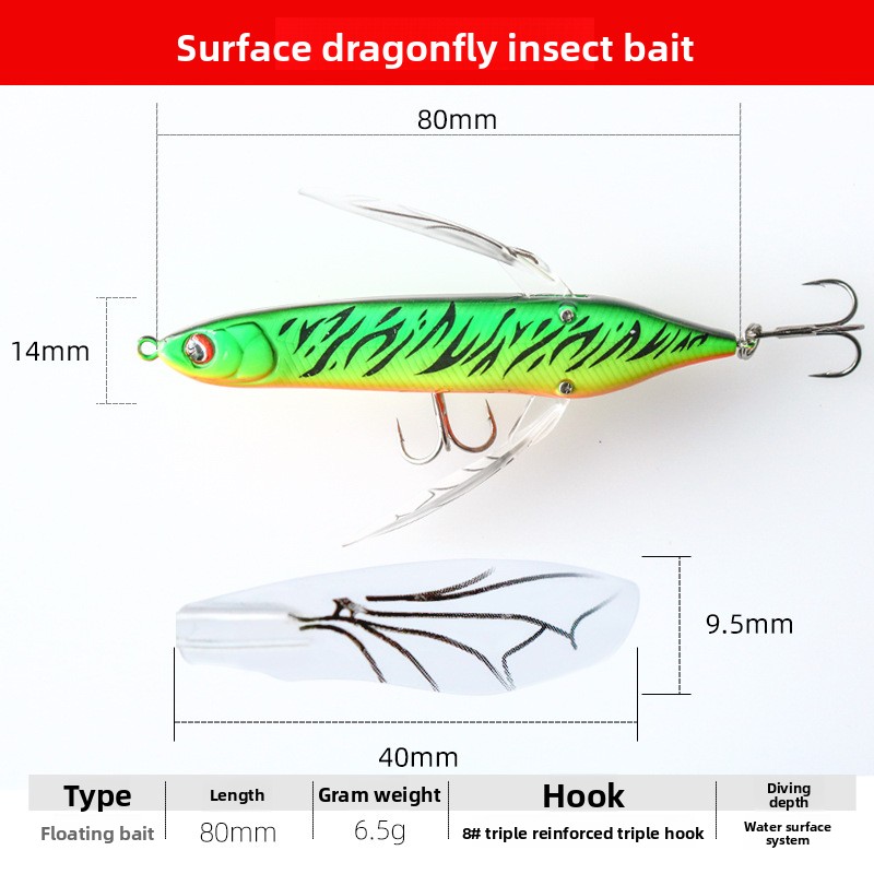 Custom Surface Tractor Dragonfly Fishing Bait Floating Swing Popper Hard Bait Lure Insect Fishing Gear Stainless Steel Perch – Pencil – view 2