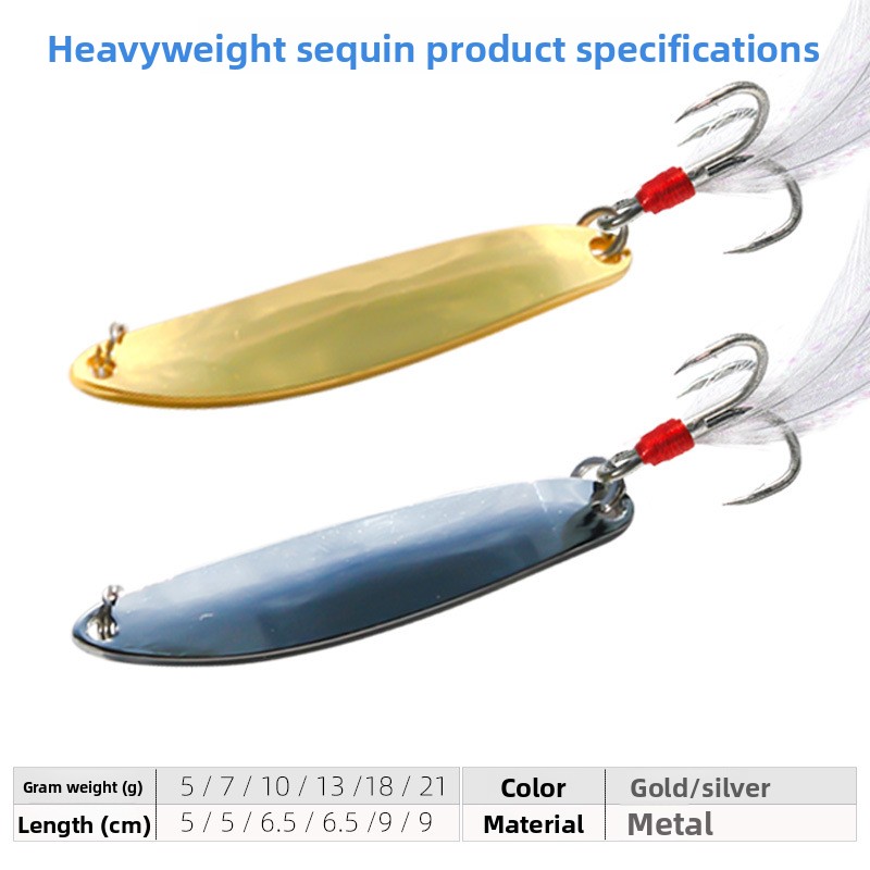 Custom Spoon Type Zinc Alloy Artificial Hard Bait Large Gram Weight Sequins Dragon Scales 20-30-40-50g Dogfish Bambos Fishing – Spoon & Spinner – view 2
