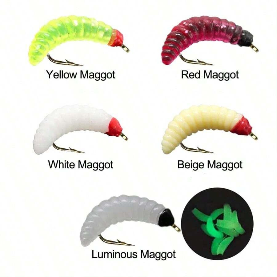 Custom PVC Luya Bait Set with Noodle Worm Soft Bait Bionic Hook Maggot for Grass Carp Fishing – Worms & Grubs – view 3