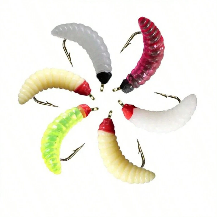 Custom PVC Luya Bait Set with Noodle Worm Soft Bait Bionic Hook Maggot for Grass Carp Fishing – Worms & Grubs – view 5