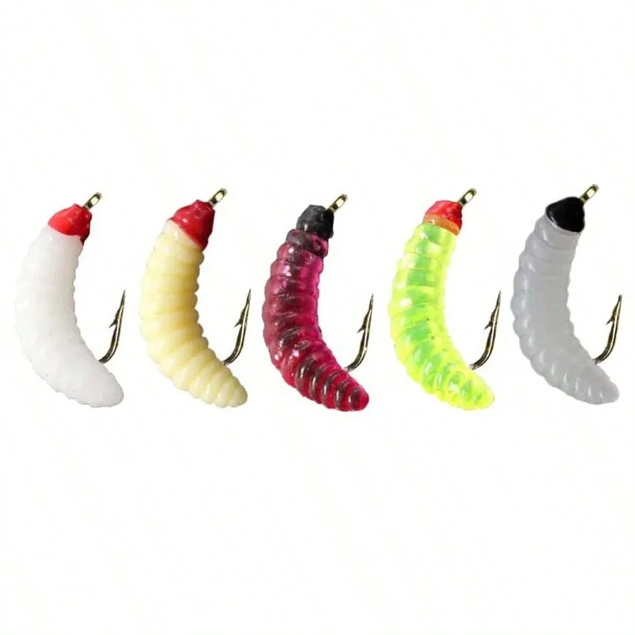 Custom PVC Luya Bait Set with Noodle Worm Soft Bait Bionic Hook Maggot for Grass Carp Fishing – Worms & Grubs – view 1