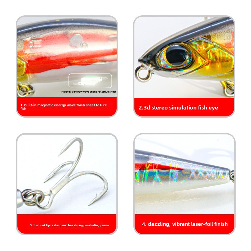 Flash FD Magnetic Energy Reflective Lure Stainless Steel Fake Bait Parallel Pumping Stop Slow Submerse Freshwater Fish – Pencil – view 4